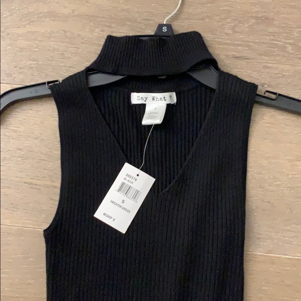 Black Say What Midi Sweater Dress